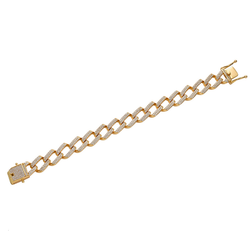 14MM Luxury VVS Moissanite Iced Out Hip Hop Bar Miami Cuban Chain Men's Statement Bracelet Pass the diamond tester