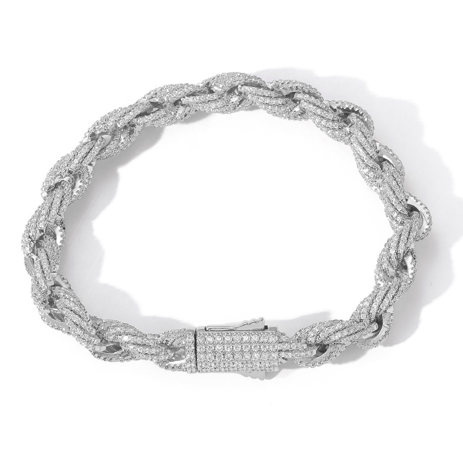 8mm Iced Out Twisted Rope Chain Bling Hip Hop Men's Bracelet Necklace Diamond Cut Fashion Jewelry Passes the Diamond Tester