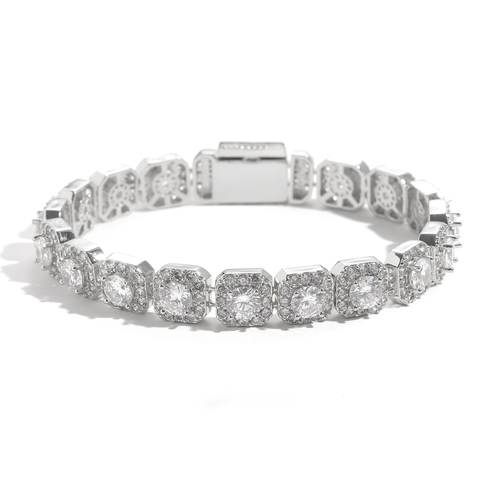 Men's 10MM Rock Candy Chain Iced Out Moissanite Flip Lid Bracelet Luxury Fashion Hip Hop Accessory Pass the diamond tester