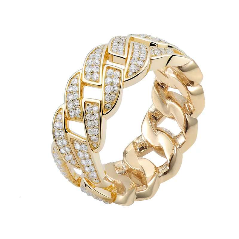 Hand Inlay Round Cut Labgrown Diamond Engagement Ring 14k Yellow Gold Filled Rings Diamond Eternity Ring Hip Hop Men Punk Style