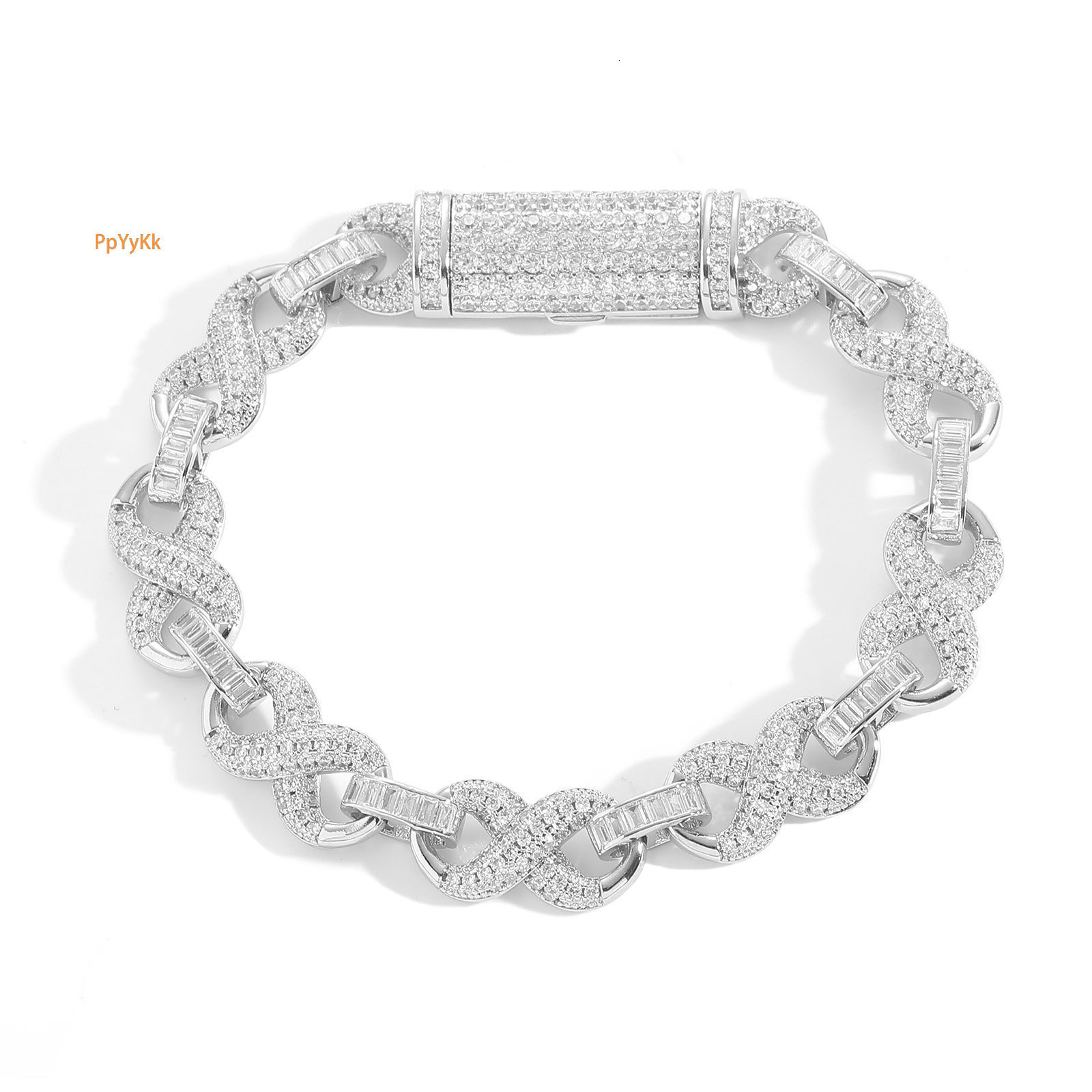 Luxury New Arrival 10mm Infinity 8-Bangle VVS Moissanite Iced Out Cuban Link Unisex Hip Hop Niche Bling Accessory Passes the diamond tester