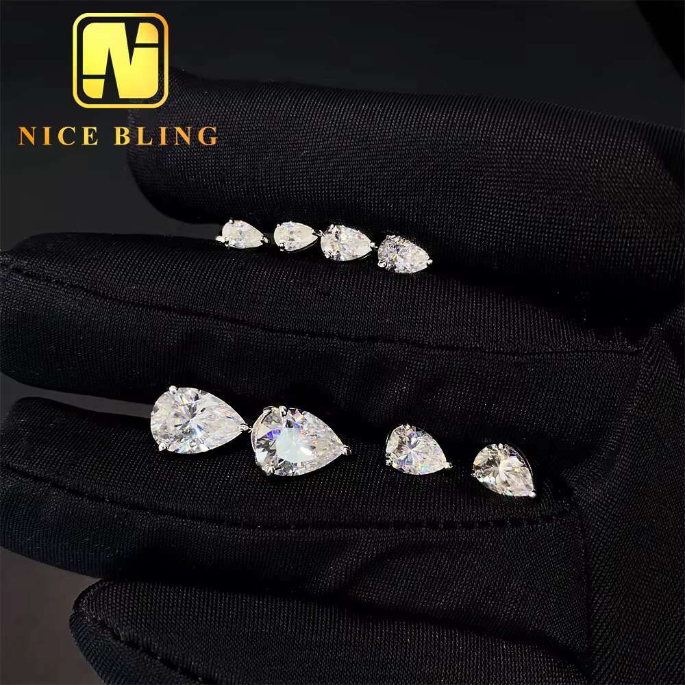 925 Sterling Silver Luxury Ear Studs VVS GRA Gertificate Pear Cut Women Custom Fine Jewelry Moissanite Stud Earring for Women