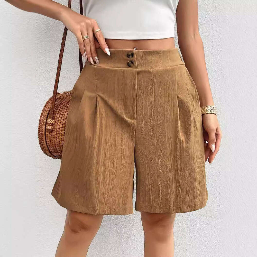 Independent Station Foreign Trade Summer New European and American Womens Fashion Cross-Border Solid Color High-Waisted Shorts for Women Summer