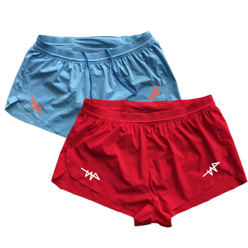 Rear Zipper Pocket Man Marathon Custom Pants Inner Pocket Running Shorts Half Split Track Field Match Eilte Seamless Trunk Custom logo