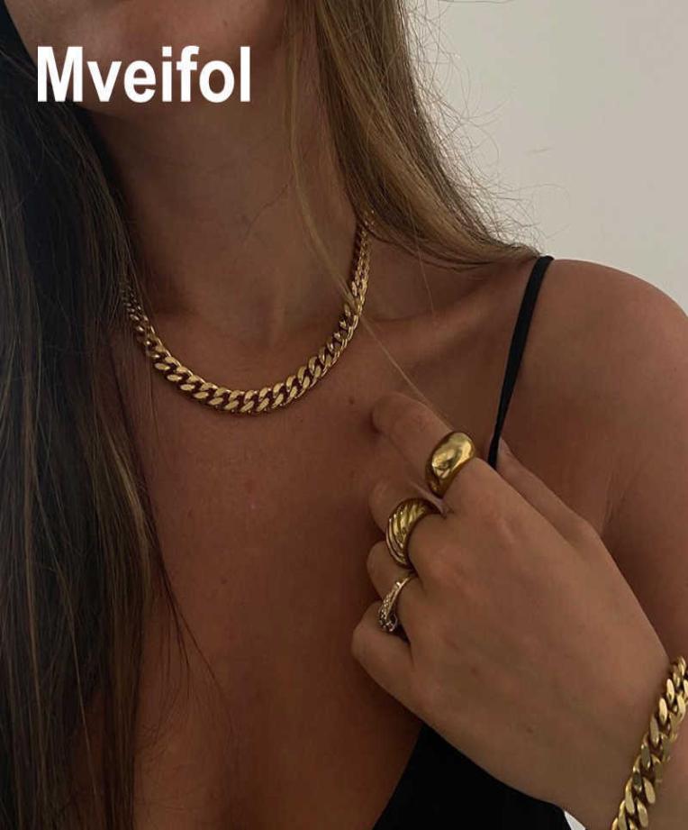 3mm5mm7mm Hip Hop Curb Cuban Link Chain Choker Necklace For Women Men Punk Stainless Steel Chains Punk Jewelry6156936