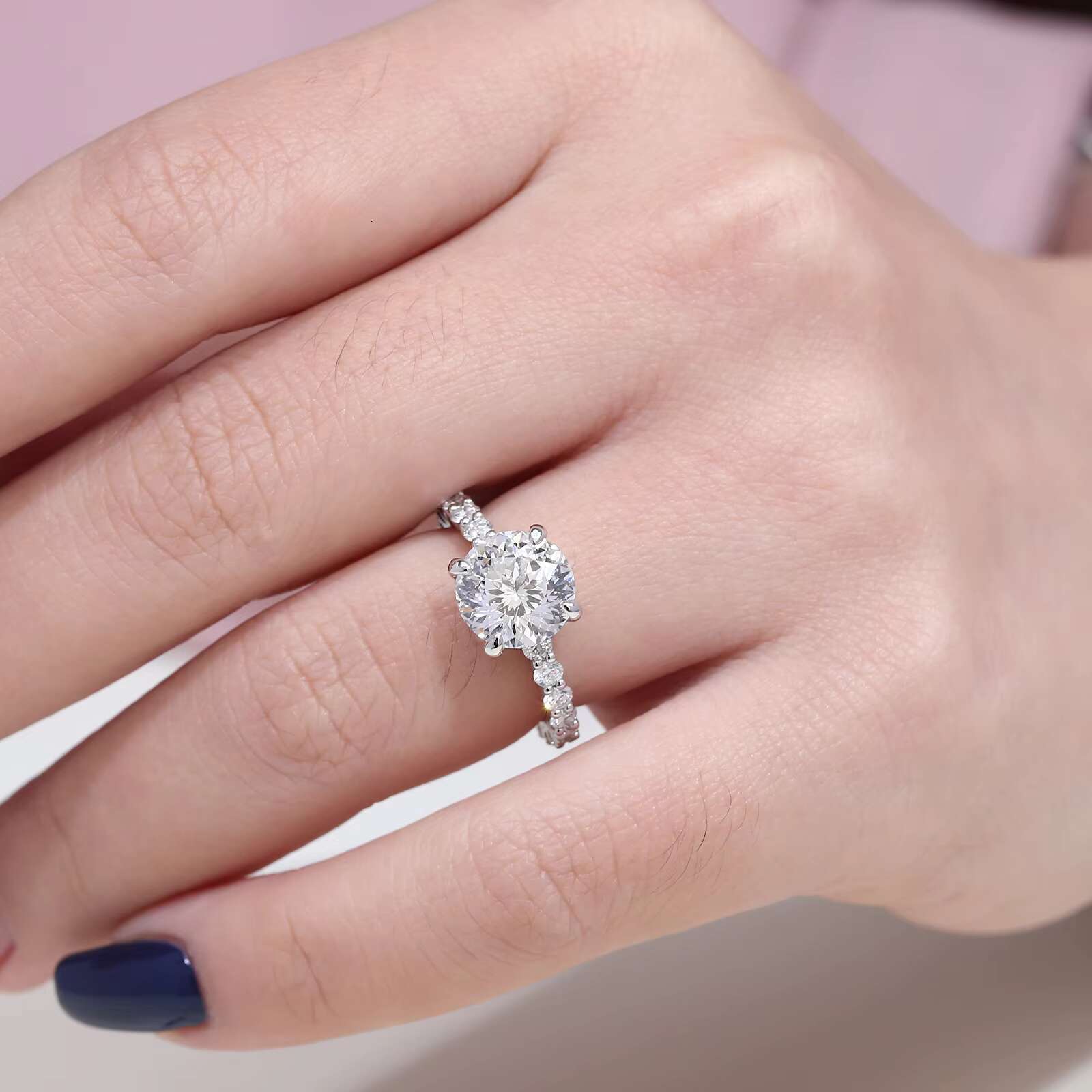 Fine Jewelry PT950 with 3CT VVS White Lab Grown Diamond Engagement Ring Half-turn Platinum Jewelry for Women