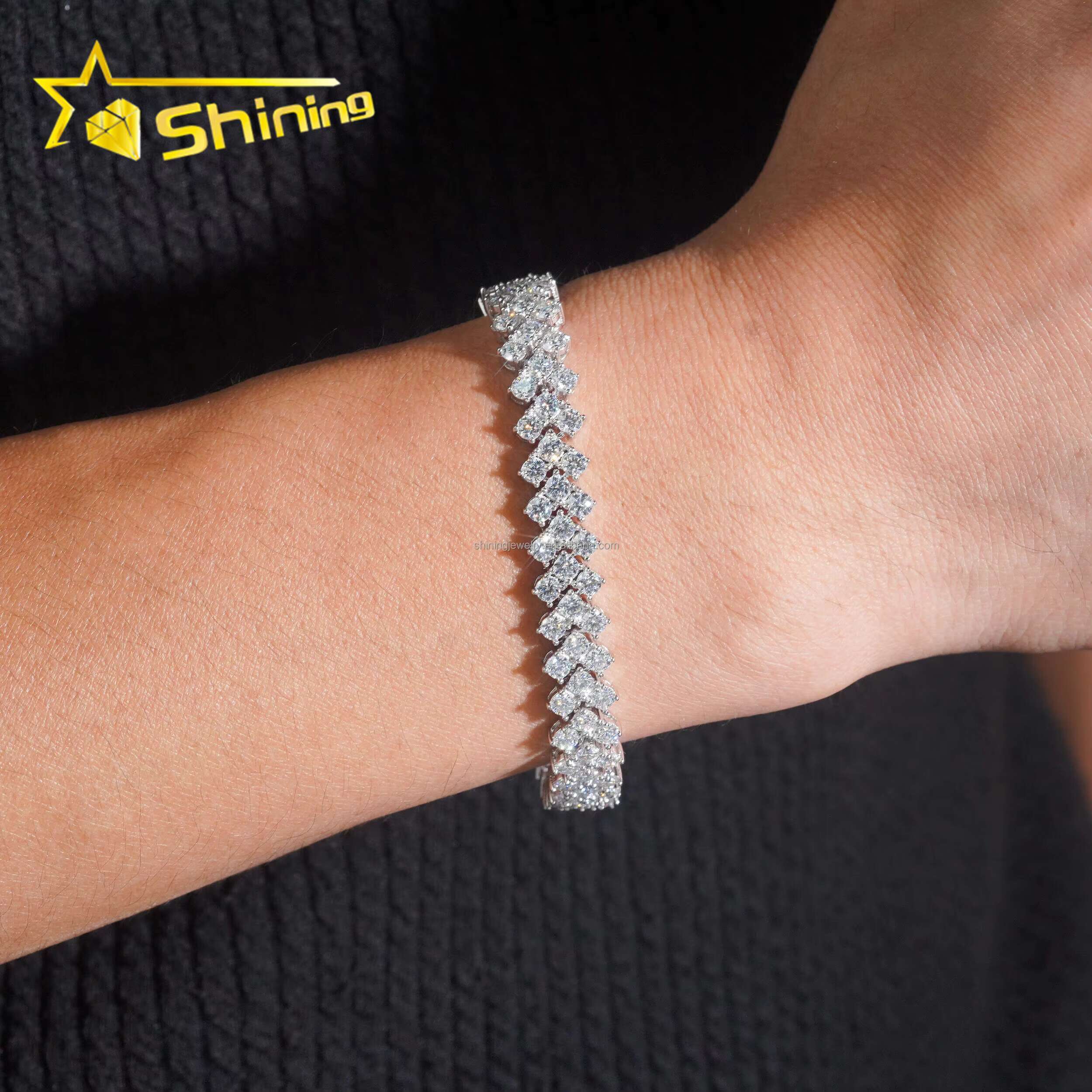 New Design Elegant Women Jewelry S925 Solid Silver Hip Hop Jewelry VVS1 Moissanite Diamond GRA Certificate Tennis Bracelet