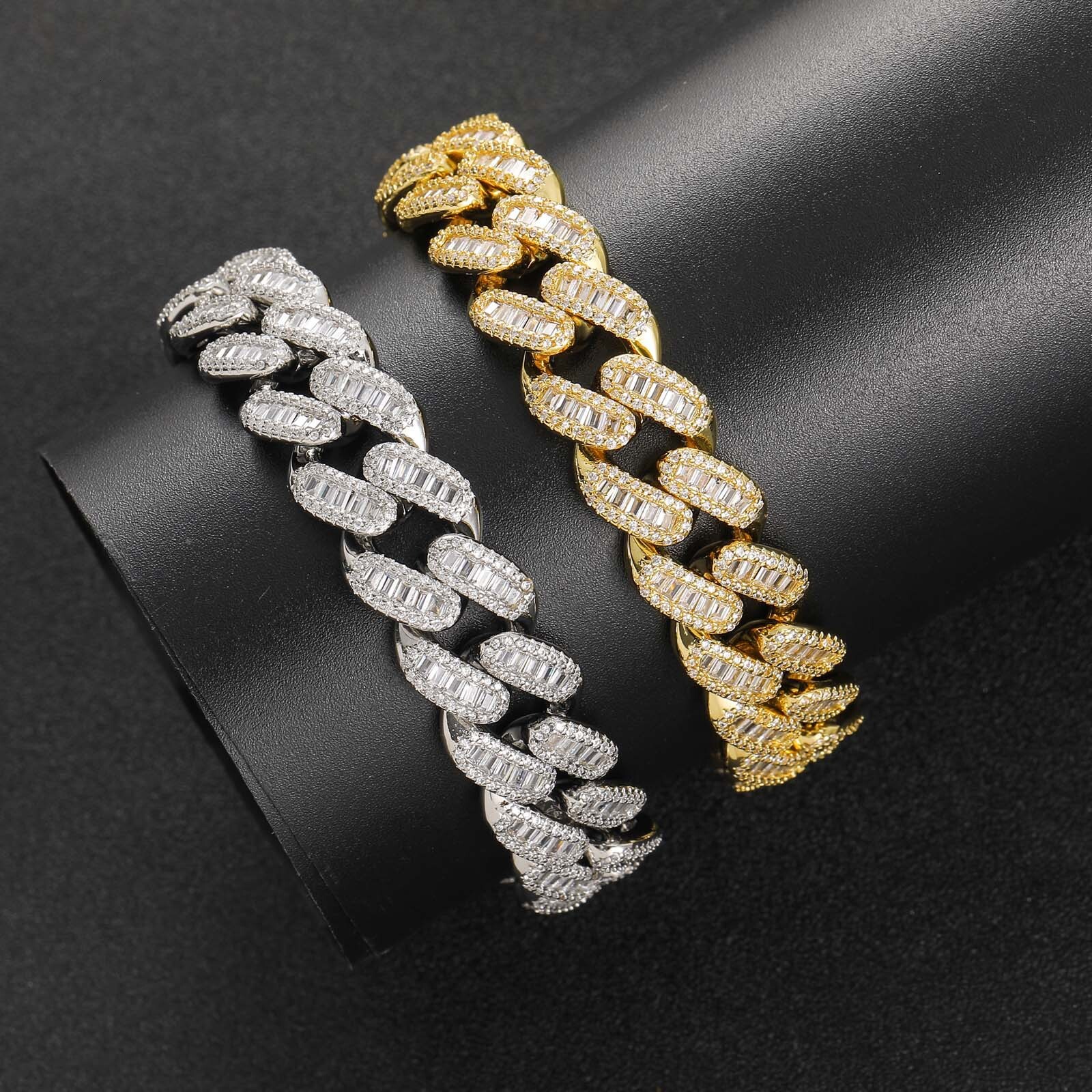 15MM Luxury VVS Moissanite Iced Out Miami Cuban Chain Men's High-Quality Hip Hop Statement Bracelet Pass the diamond tester
