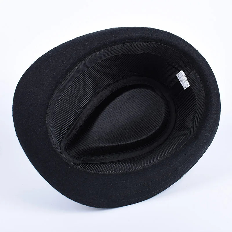 Classic Fedora Mens Hats 2025 Casual Short Sleeve Trilby Top Hat French England Elegant Ribbon Jazz Cap Fedoras Black Felt Hat 250624
