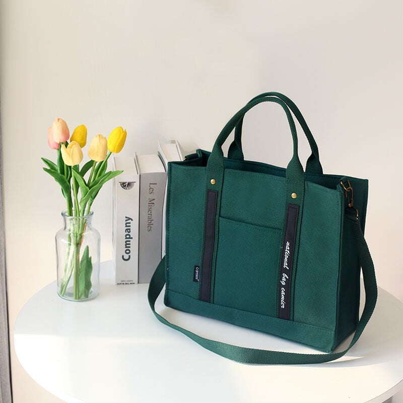 Canvas Women's Large-Capacity Tote Simple Handbag Computer Shoulder Japanese Korean Messenger Bag Women Beige