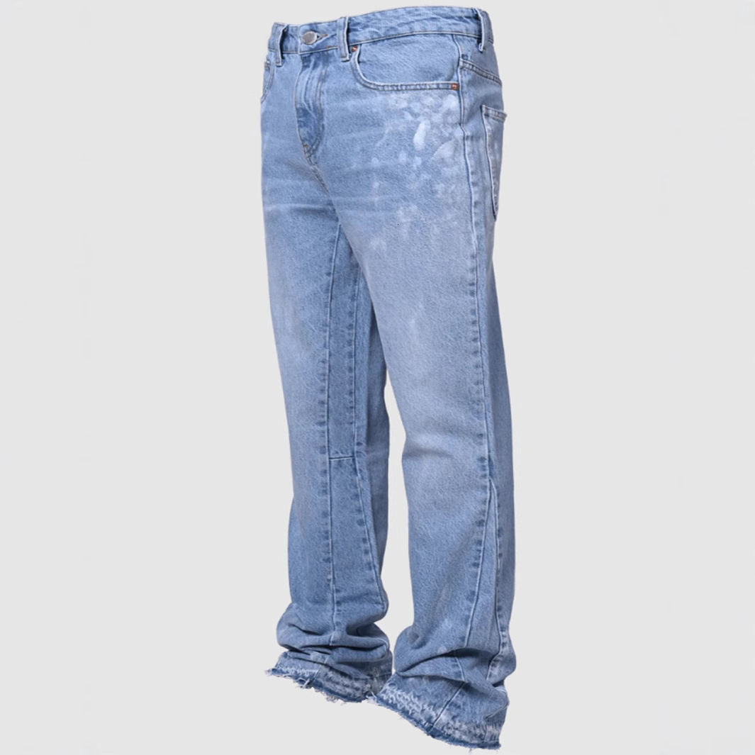 Designer men's jeans Cross-border New Men's Denim Straight Pants European and American Street Fashion Ins Hot Elastic Denim Straight Pants L
