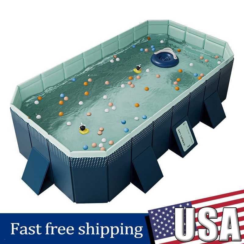 2.6m 3m Foldable Non-Inflatable Kids and Adults Outdoor Swimming Pool - Hard Plastic Shell Kids Pool for Backyard Dog Pools X250628