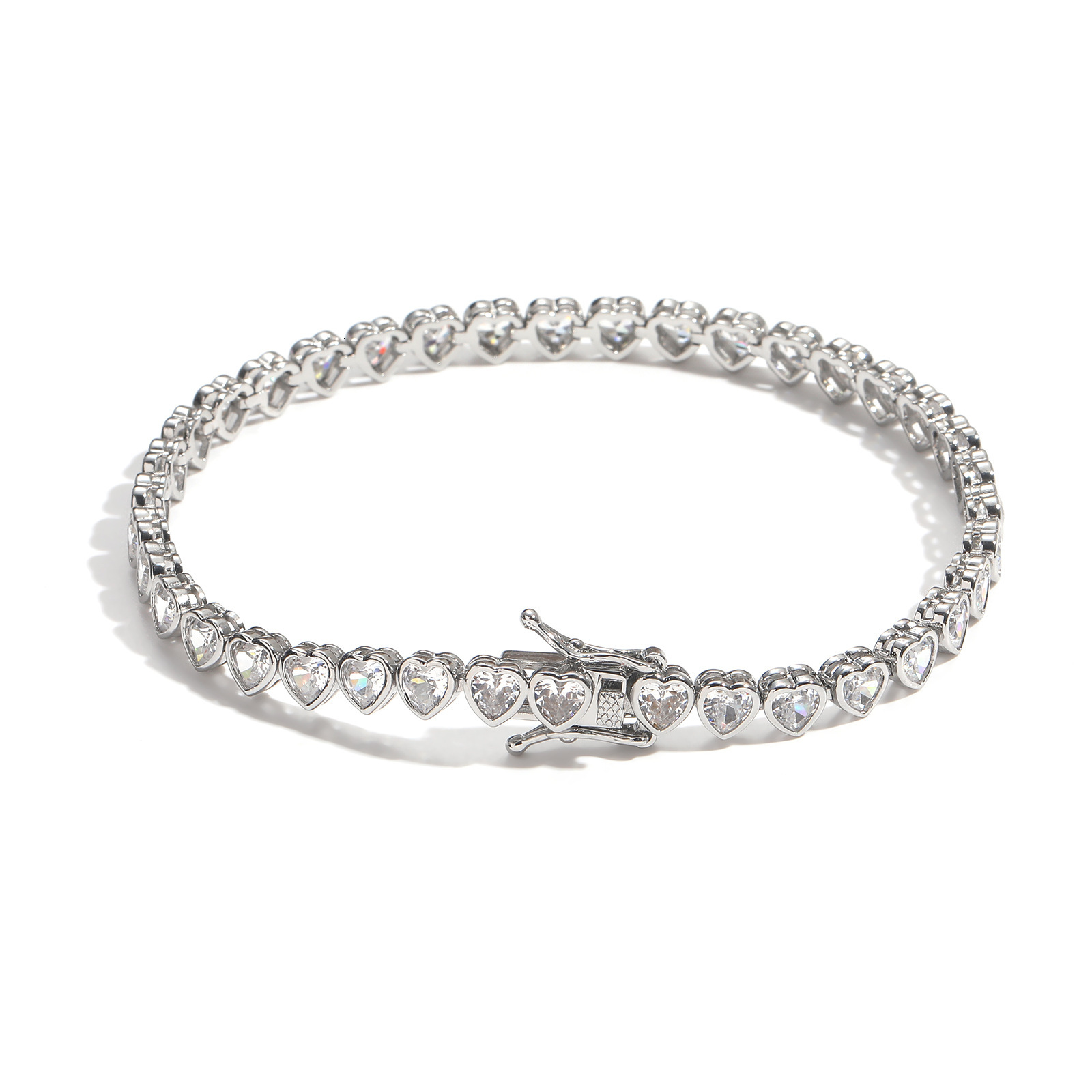5MM Hip Hop Heart Tennis Chain Couple Bracelet - Stackable Minimalist Moissanite Iced Out Love Jewelry Passes the Diamond Tester