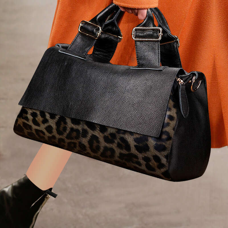 Free shipping fashion designer bag Luxury bag Qian Dian Genuine Capacity 2025 New Fashionable Leopard Print Handbag Women's Large Soft Leather La