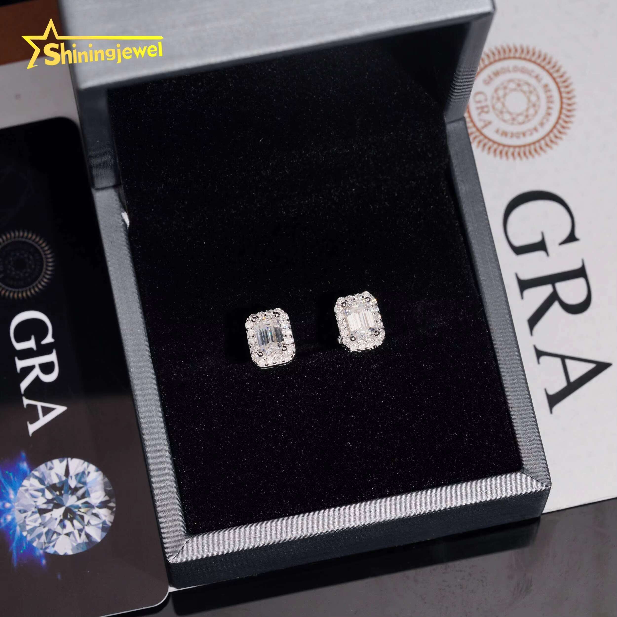 High Grade Fine Jewelry Pass Tester Stocks 925 Sterling Silver VVS Diamond Moissanite Stud Earring Men Earrings
