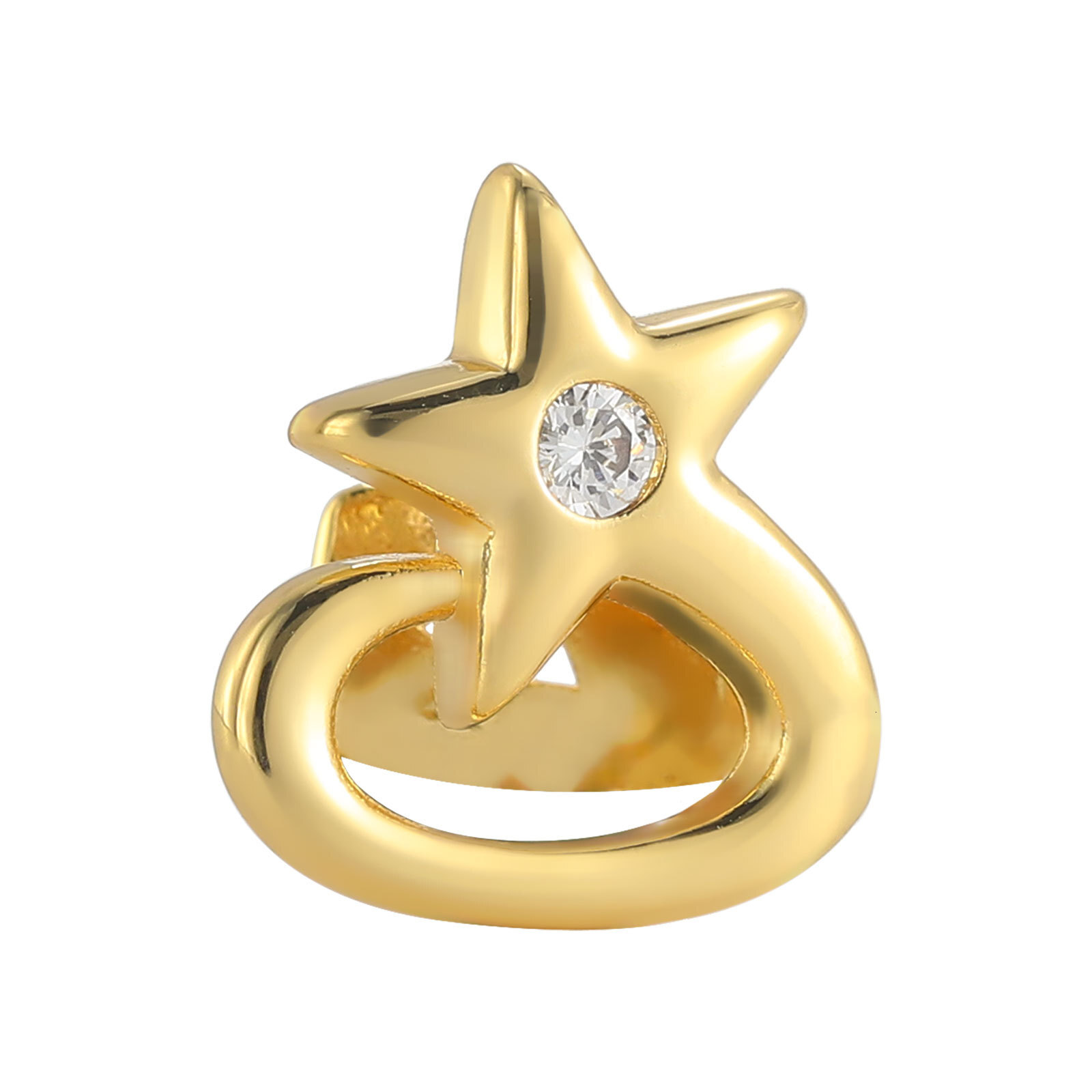 New Arrival 18K Gold Iced Out Star Pentagram Zircon Diamond Grillz Bling Hip Hop Creative Luxury Tooth Accessory