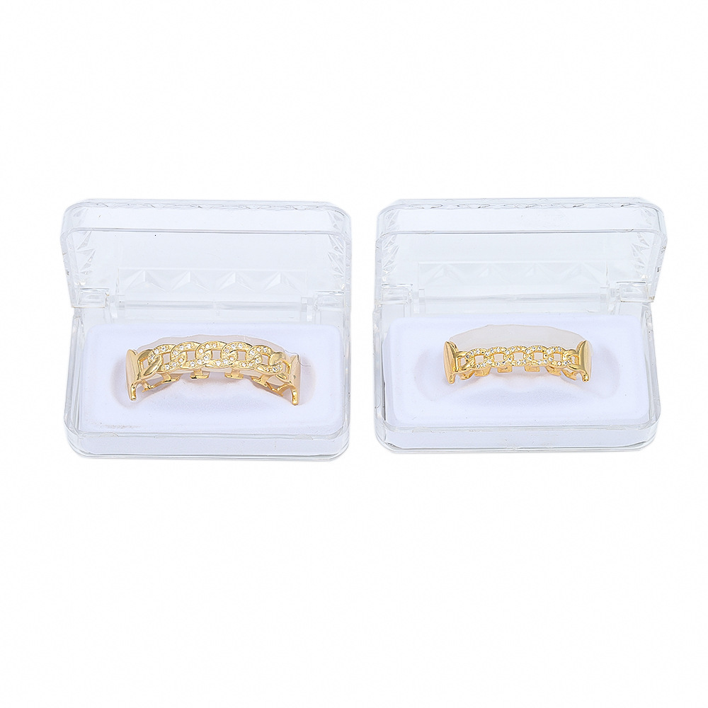 New Arrival Hip Hop Gold Teeth Set Custom Trendy Bling Accessories Hollow Out Iced Out Moissanite Rapper Costume Accessories Pass the diamond tester