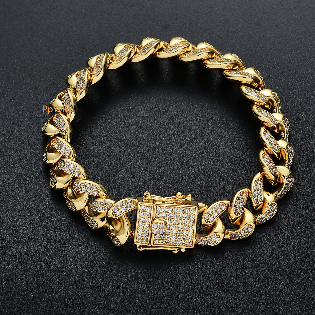 12MM Luxury VVS Moissanite Iced Out Hip Hop Cuban Bracelet Vacuum Electroplated High-Quality Statement Jewelry
