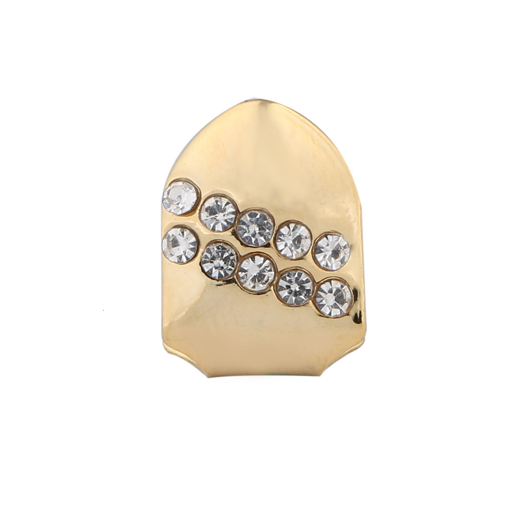 premium moissanite iced out single gold tooth diagonal pattern bling hip hop grillz rapper accessory Pass the diamond tester