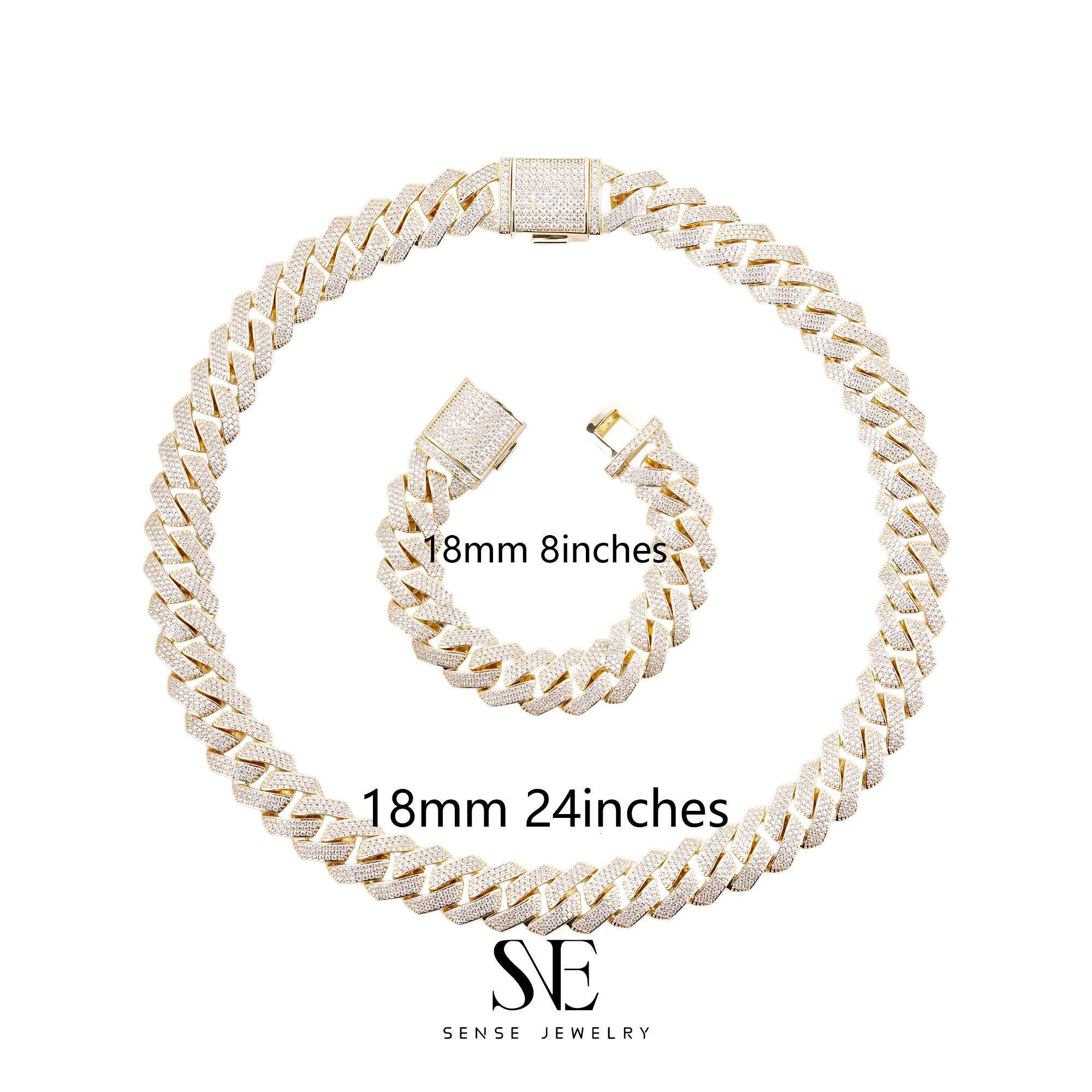 925 Sterling Silver Mens Moissanite Jewelry Set Miami Cuban Link Iced Out Necklace Hip Hop Style