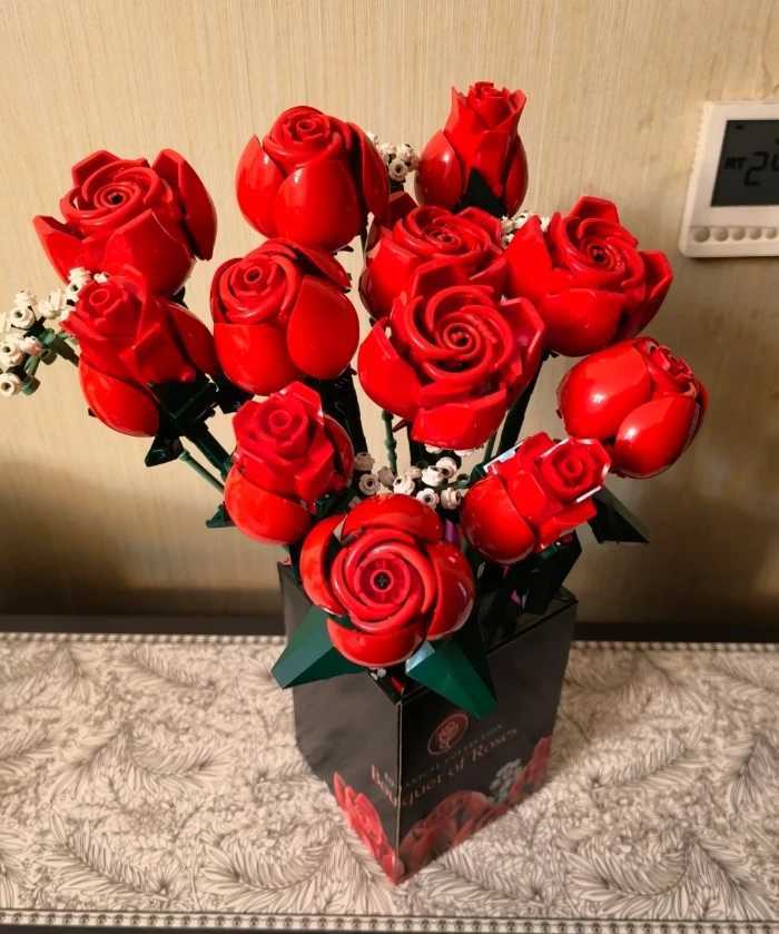 Romantic Rose Flower Bouquet Building Blocks Creative Home Desk Plant Decoration Assemble Bricks Toys for Gifts Girls Lady Y250627