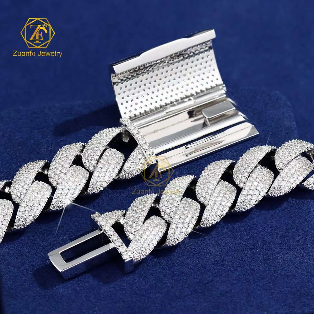 6-15mm Moissanite Cuban Link Necklace Miami 925 Silver Hip Hop Jewelry Moissanite Cuban Chain