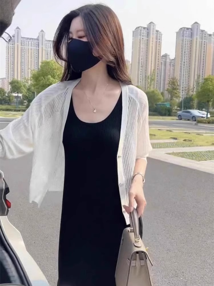 K1156 Outer wear skirt shawl knitted cardigan women summer thin 2024 new high-end top jacket early autumn