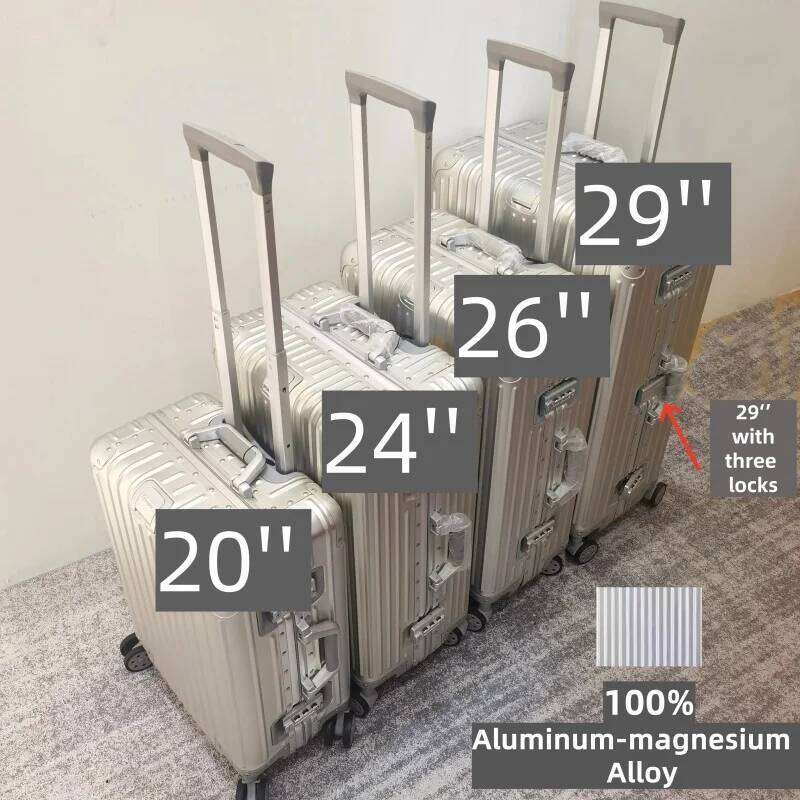 100% Aluminum-magnesium Alloy Travel High Quality Rolling 20/24/26/29'' Trolley Lage Carry-On Cabin Suitcase