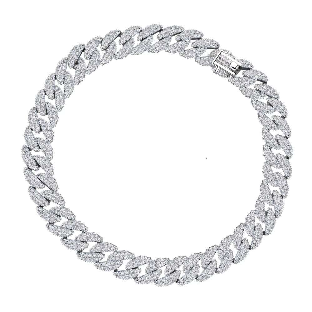 14MM Factory Price Custom Wholesale Moissanite Cuban Chain Bracelet Pass Diamond Tester 925 Silver Cuban Link Necklace Bracelet