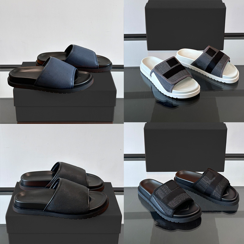 Men Slippers Designer Leather Sandals Flip Flops Summer Beach Casual Slide Fashion Comfort 860
