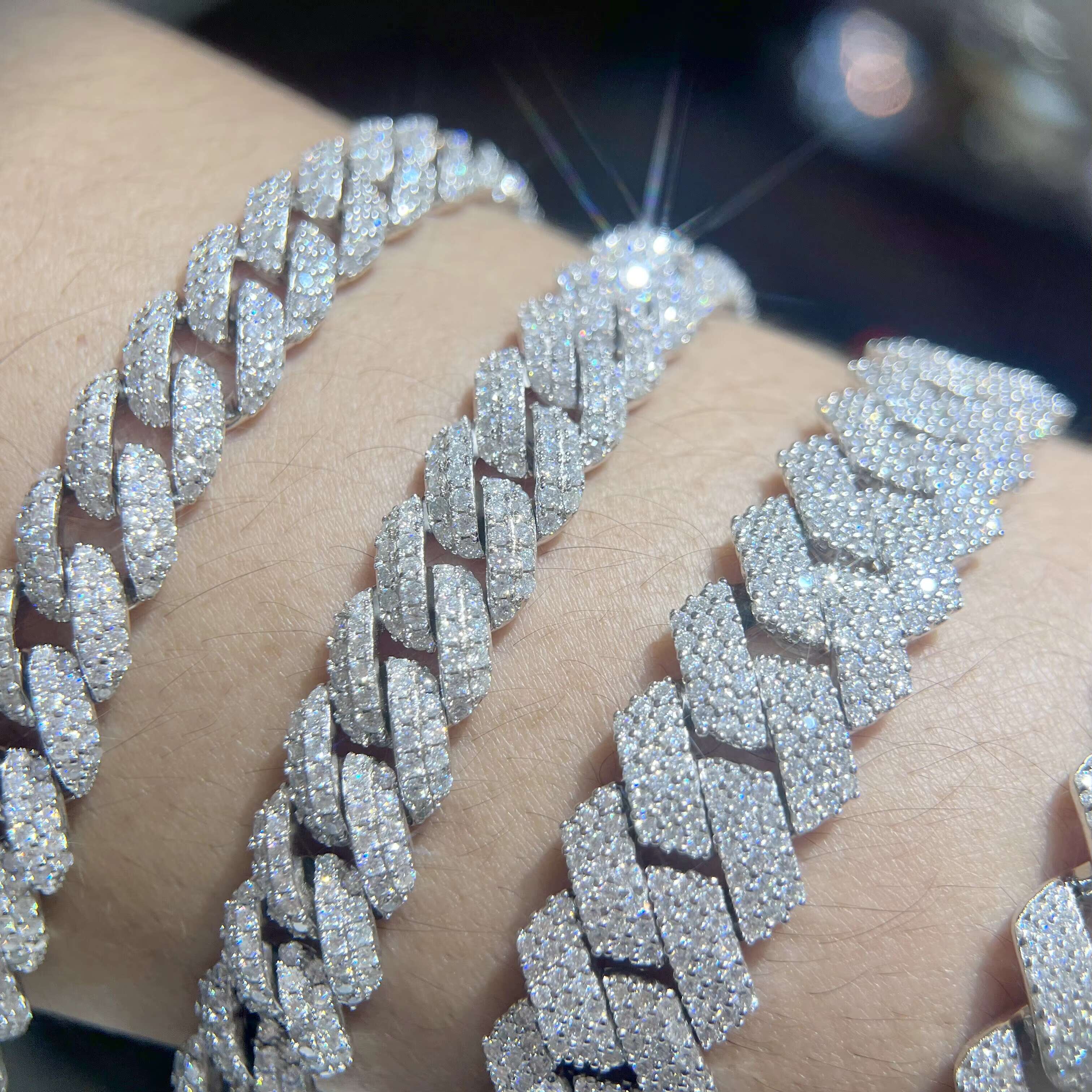 16MM Cuban Necklace Mossinate Diamond Cuban Chain Iced Out Chain Stylish Mens Necklaces 925 Silver Moissanite Cuban Link Chain