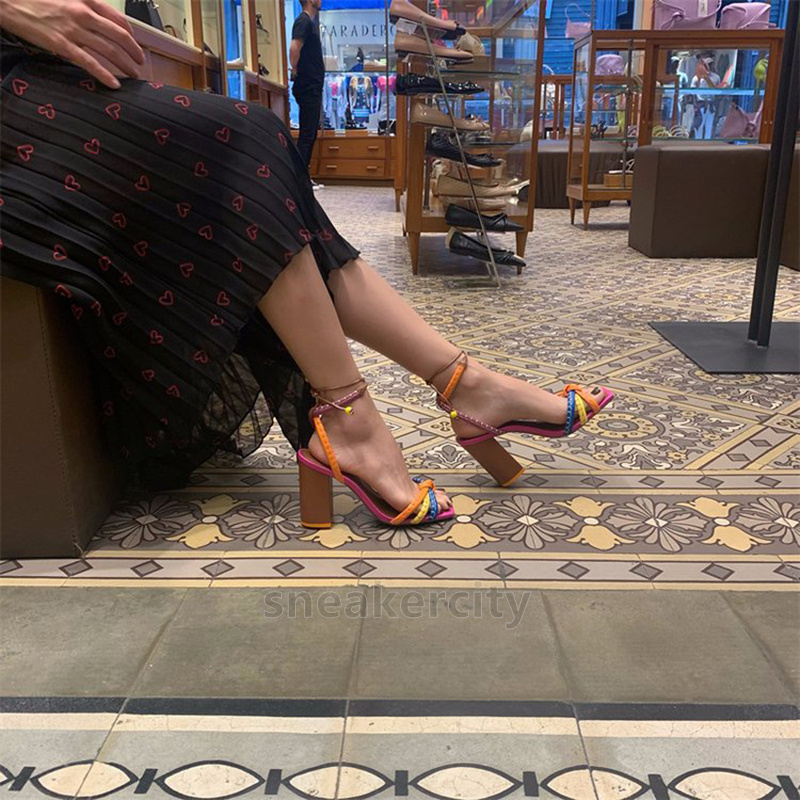 designer sandals women high heels strappy sandal summer comfort leather fashion multi beige wedding party colorful sandale women shoes size 35-42