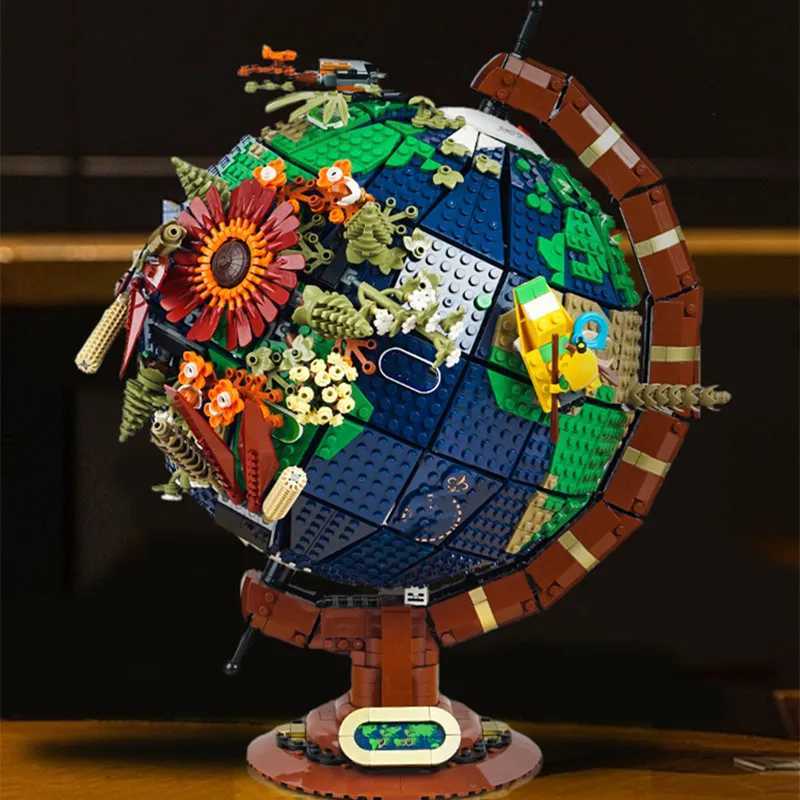 New product 2585PCS creative globe map model building block technology MOC building block creative assembly childrens toy birth Y250627