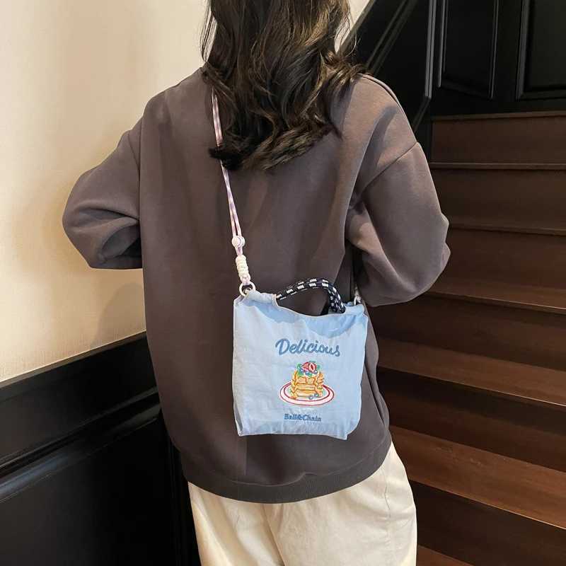 Mini Niche Shopping Bag Nylon Embroidered Handbag 2025 Summer New Lightweight Shopping Crossbody Mobile Phone Bag XJ250627