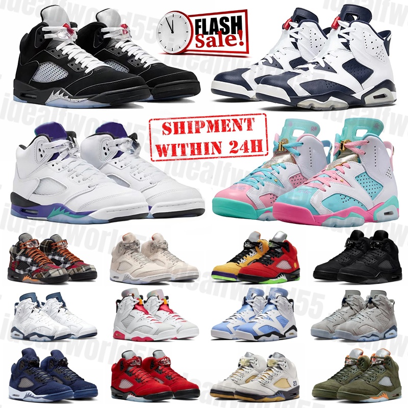 Mens Basketball Shoes 5s 6s Black Metallic Reimagined 5 6 Leather rubber sneakers Grape UNC University Blue Olive outdoors sports trainers shoes