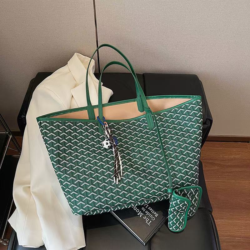 2025 Designer bag tote bag double-sided dual-use calf leather tote bag shopping bag single shoulder handbag mini women's green version beach bag 