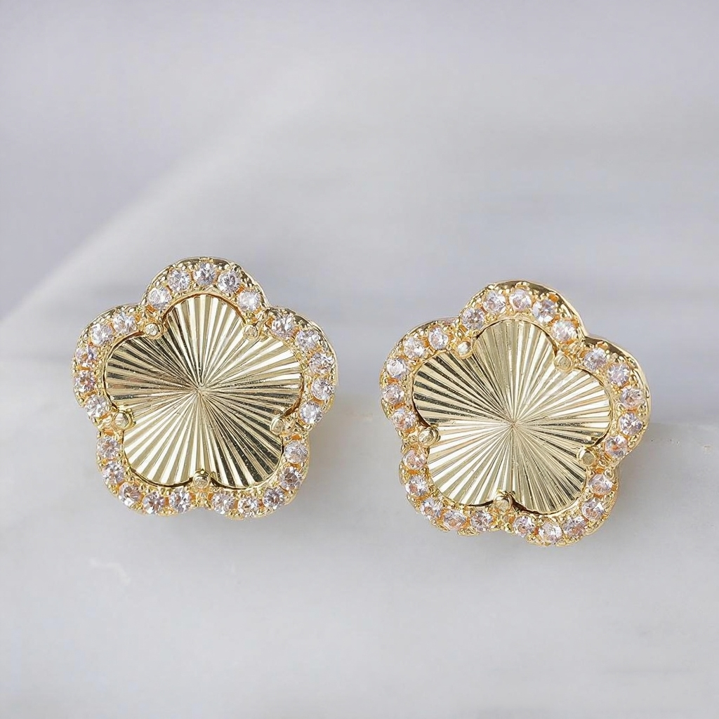 Branded engrave back 15mm flower stud earrings 18K gold rose silver 316L Stainless Steel ceramic black white red green pink Love wedding party Jewelry Women girl gift