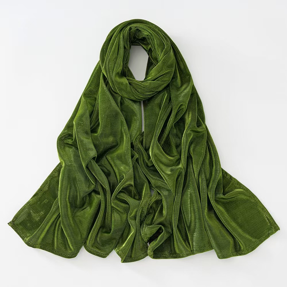 T1087 high-grade bright silk long scarf ethnic shawl polyester Muslim breathable female headscarf hemming scarf