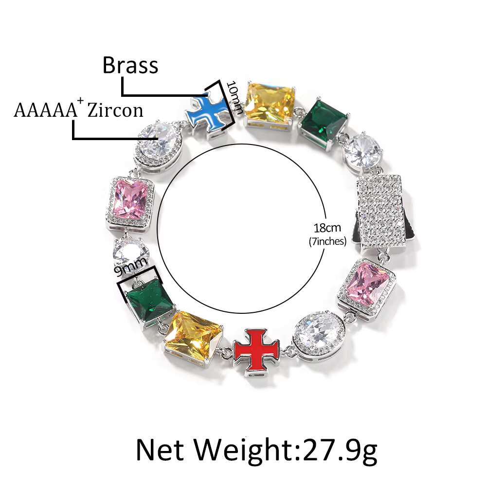 UWIN Vintage Colorful Painting Enamel Cross Mix Gemstone Pink CZ Diamond Chain Women Men Necklace Jewelry