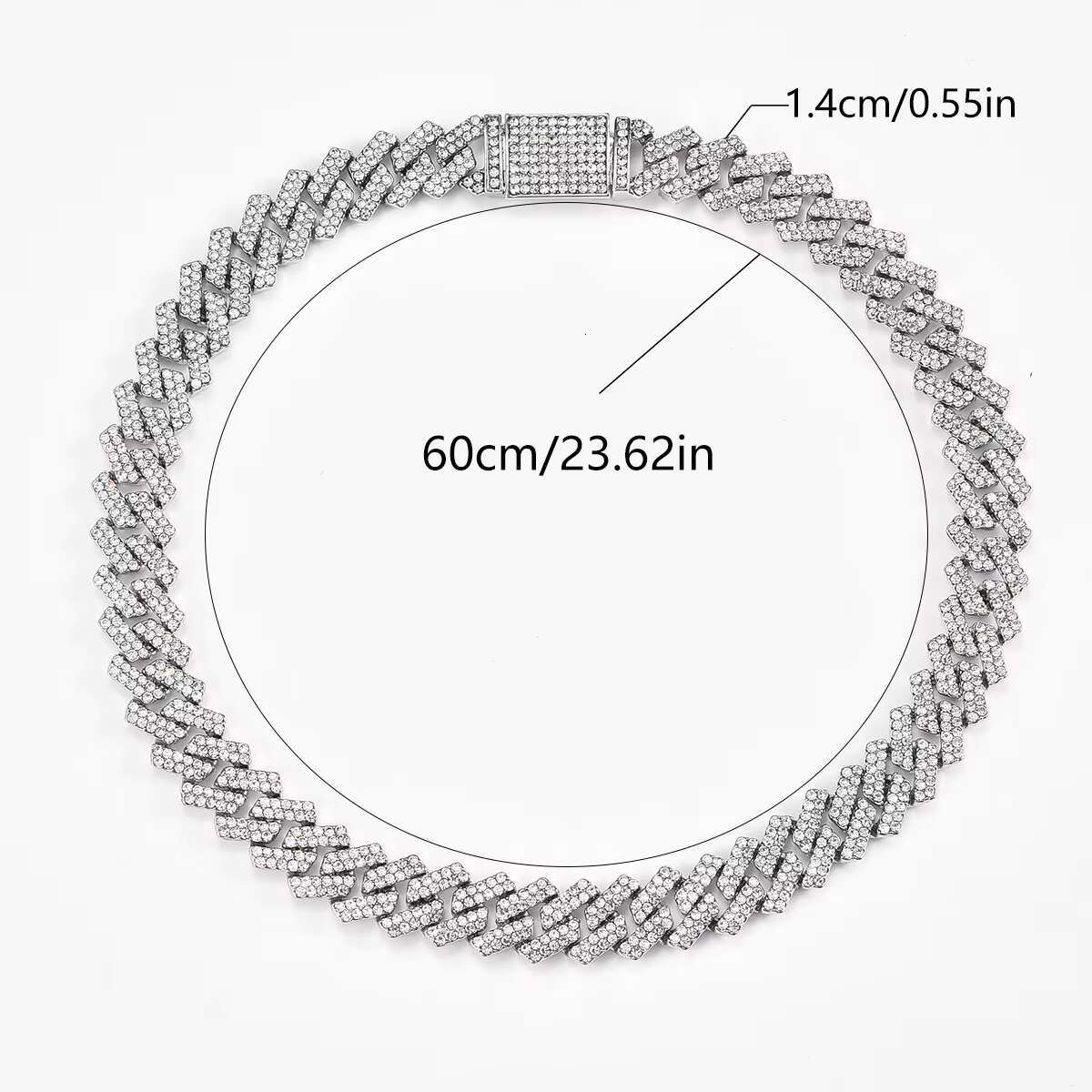 moissanite chain Classic 14mm Diamond Box Buckle Hip Hop Jewelry with Encryption Diamond Shaped Cuban Necklace and Bracelet Fashion Chains