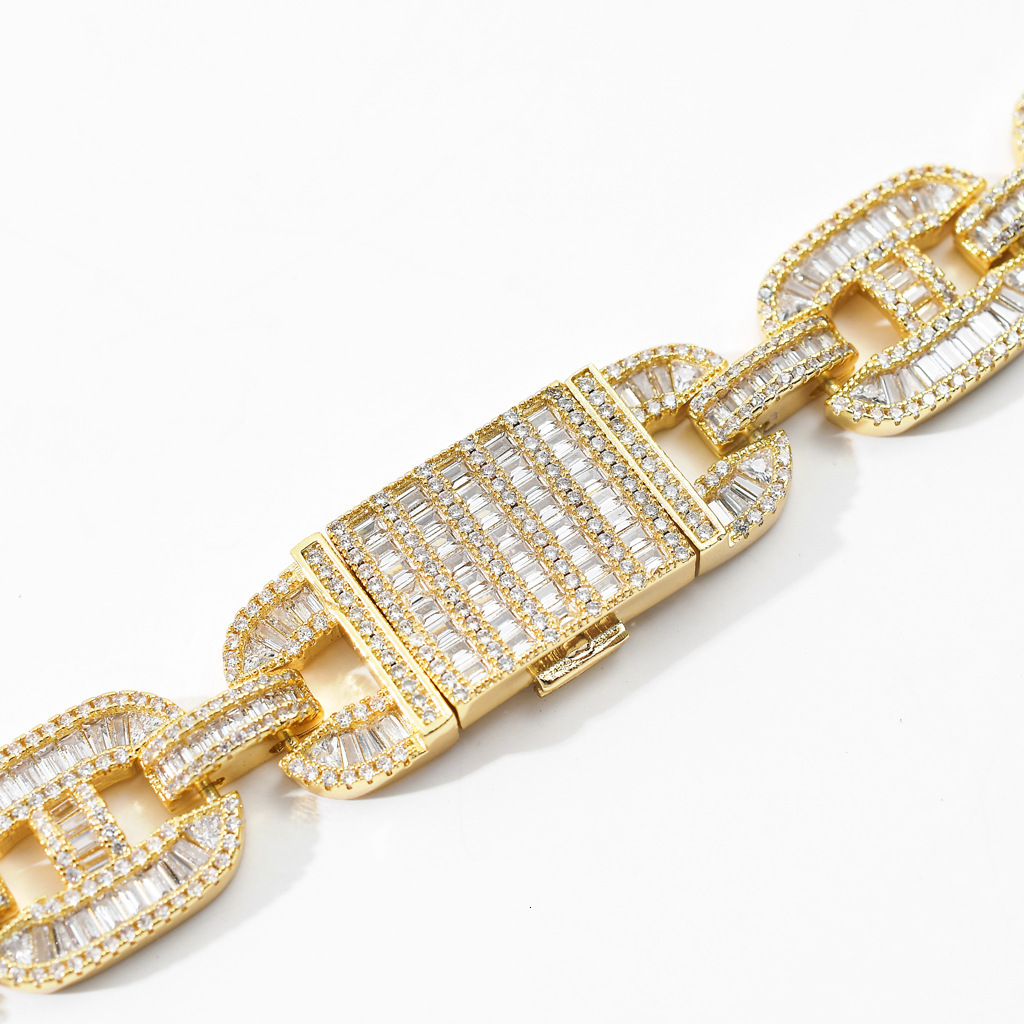 Luxury VVS Moissanite Iced Out Hip Hop Pig Nose Cuban Chain Men's High-End Statement Bracelet Passes the Diamond Tester