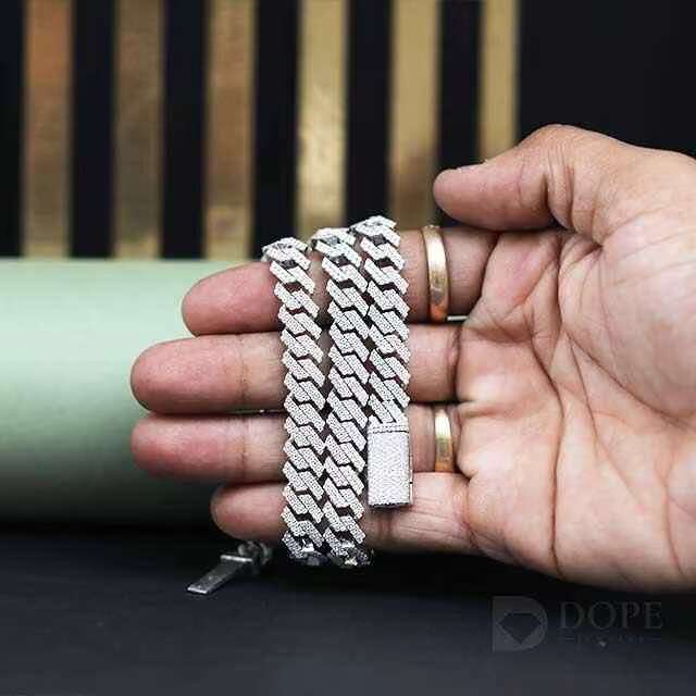 MAIMI 925 Sterling Silver Cuban Chain 16MM Hip Hop Jewelry for All Cuban Lovers for Moissanite Necklaces