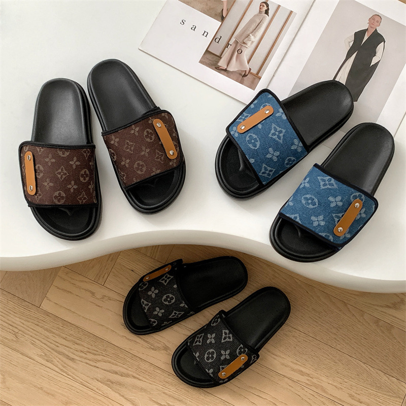 new free shipping designer slippers outdoor indoor casual sandals breathable beach shoes fashion vintage sliders for woman black blue pink coffee