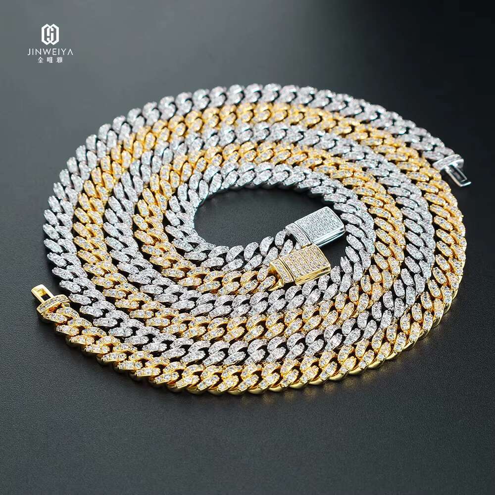 2025 New Design Custom S925 Silver Hip Hop Style Moissanite Cuban Necklace
