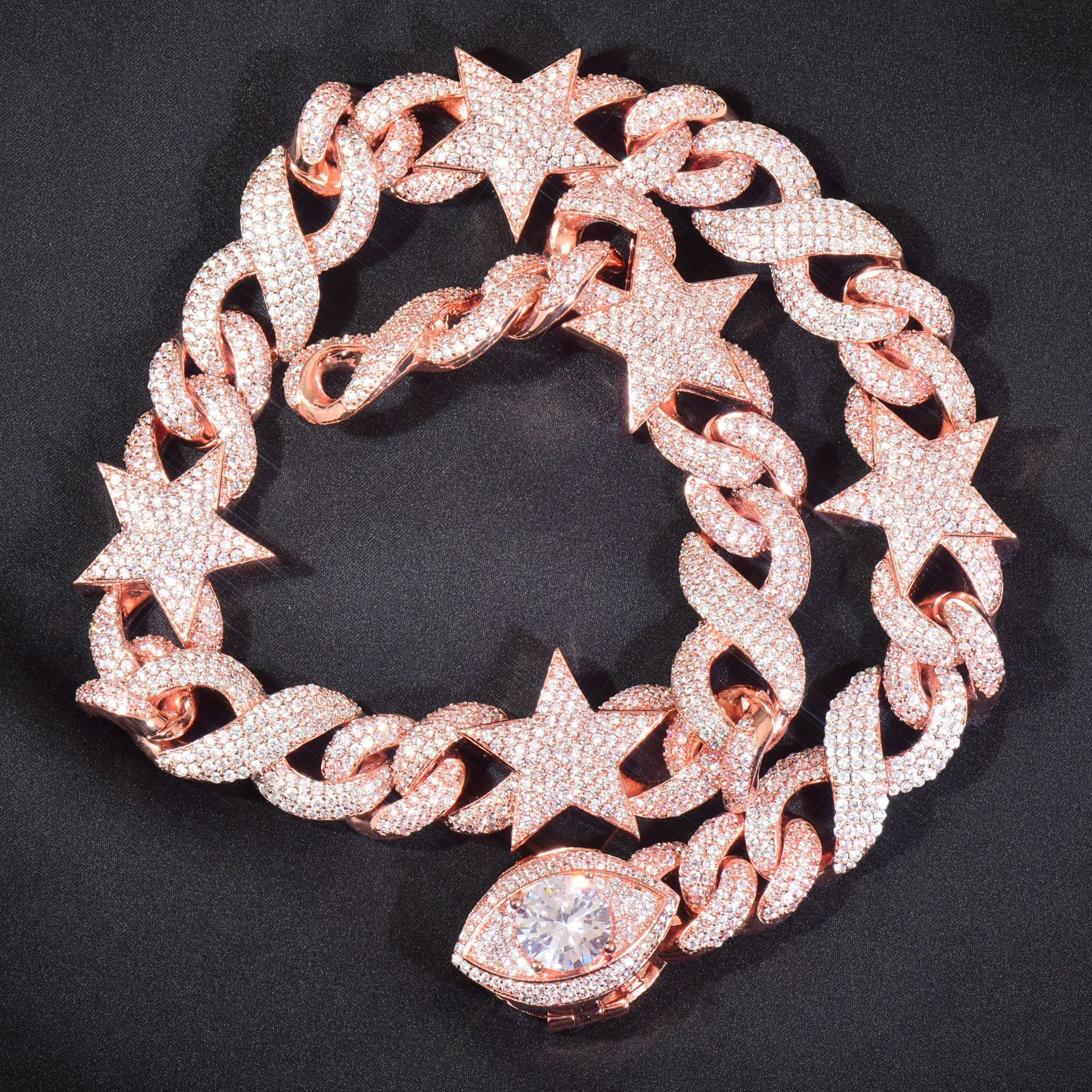 Luxury VVS Moissanite Iced Out Hip Hop Twist Braided Chain Unisex Versatile Trendy Statement Jewelry Pass the diamond tester