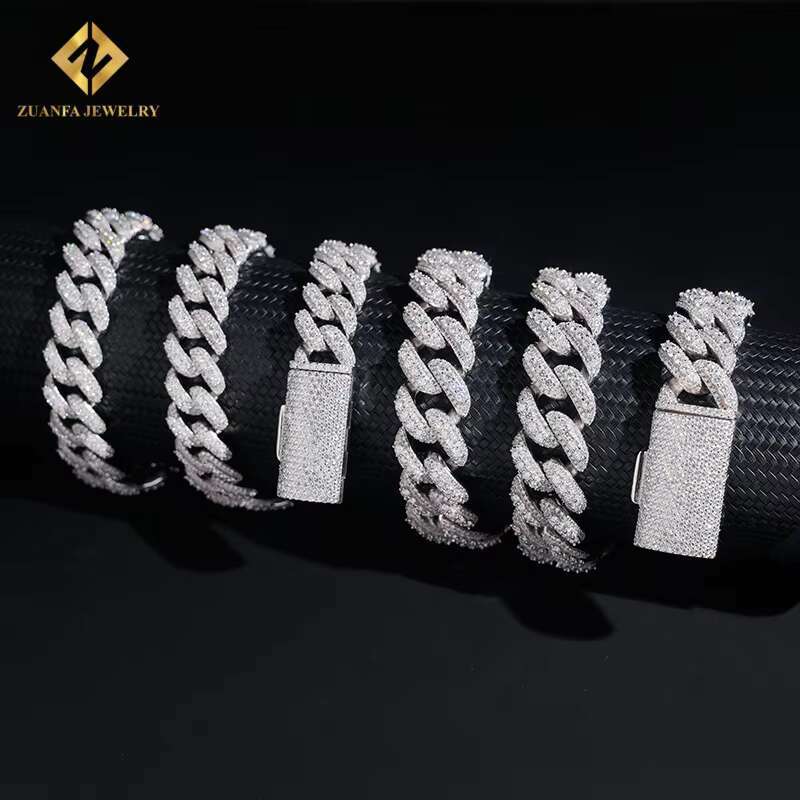 18mm Cuban Link Chain Bracelet 925 Sterling Silver Moissanite Fashion Pass Diamond Tester Fire Jewelry Iced Out Hip Hop Style