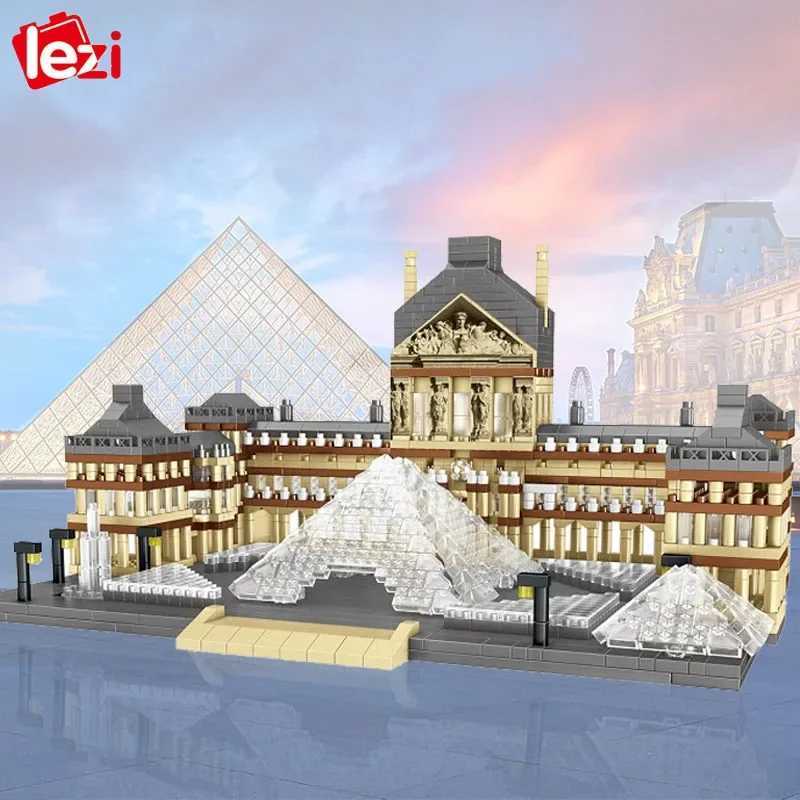 Lezi 8040 World Architecture Mini Building Blocks Paris Louvre Museum 3D Model DIY Diamond Bricks Toy for Children Gifts Y250627