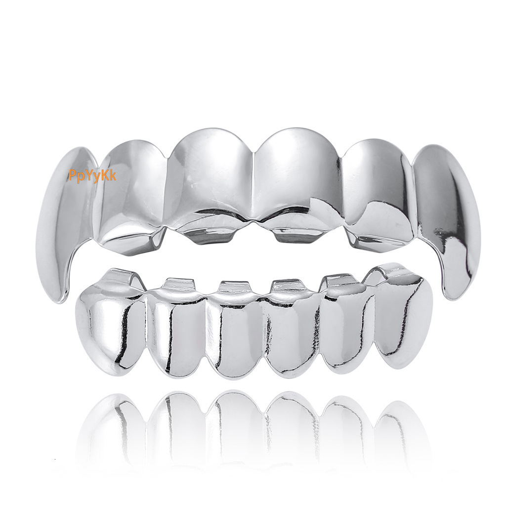 Halloween Hip Hop Vampire Fangs Teeth Grillz Iced Out Wolf Fang Gold Teeth Premium Rapper Accessories Pass the diamond tester