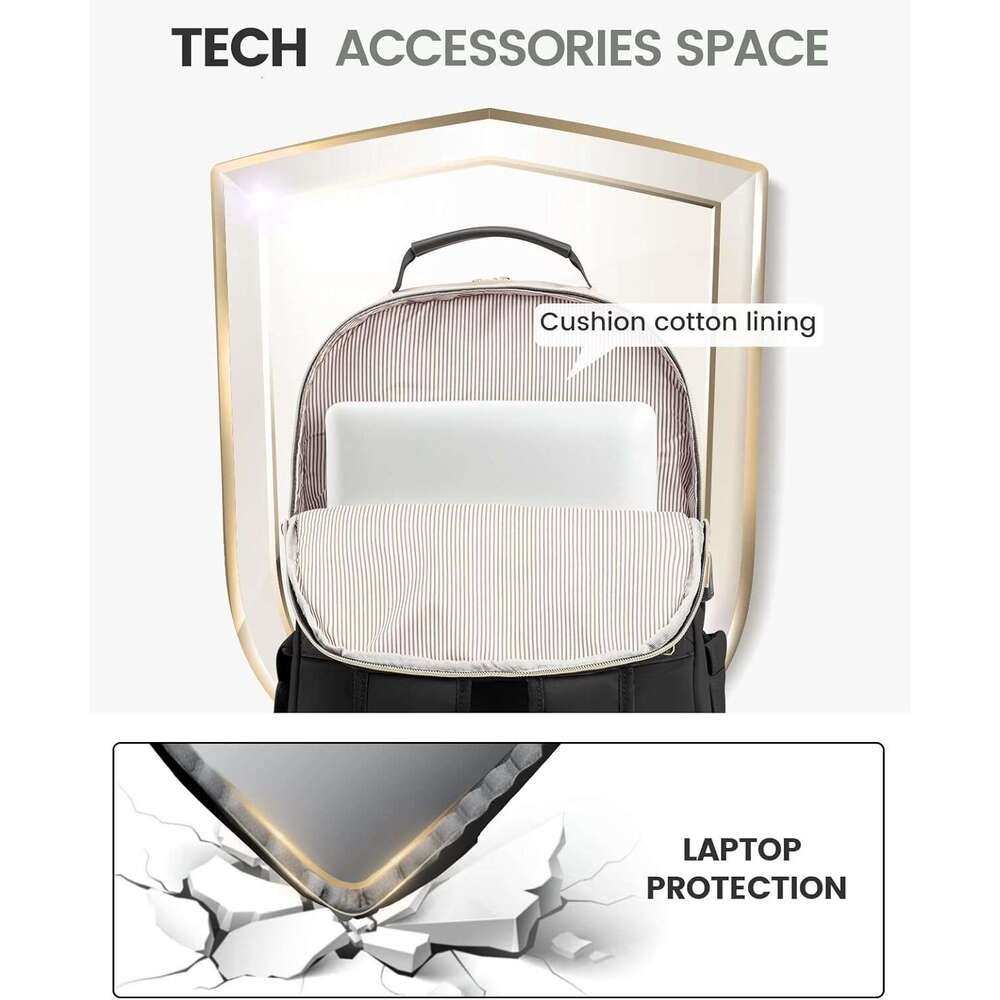 LOVEVOOK Laptop Purse Women, Work Travel Computer Bags, College School Bp for Student Girl, Quilted Casual Dayp with USB Port, Fit 15.6 Inch Laptop,