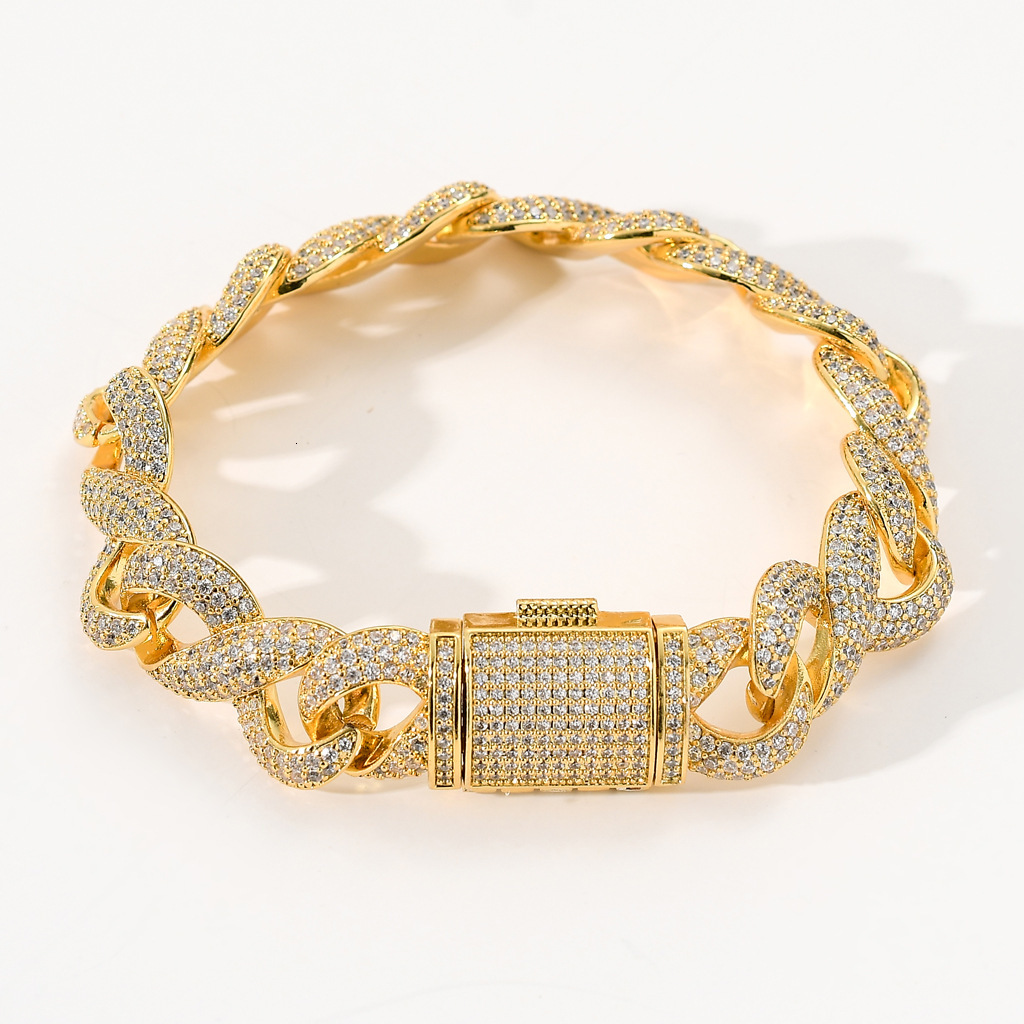 New Arrival Infinity Cuban Chain Hip Hop Bracelet Moissanite Iced Out 18K Gold Plated Statement Jewelry Passes the diamond tester